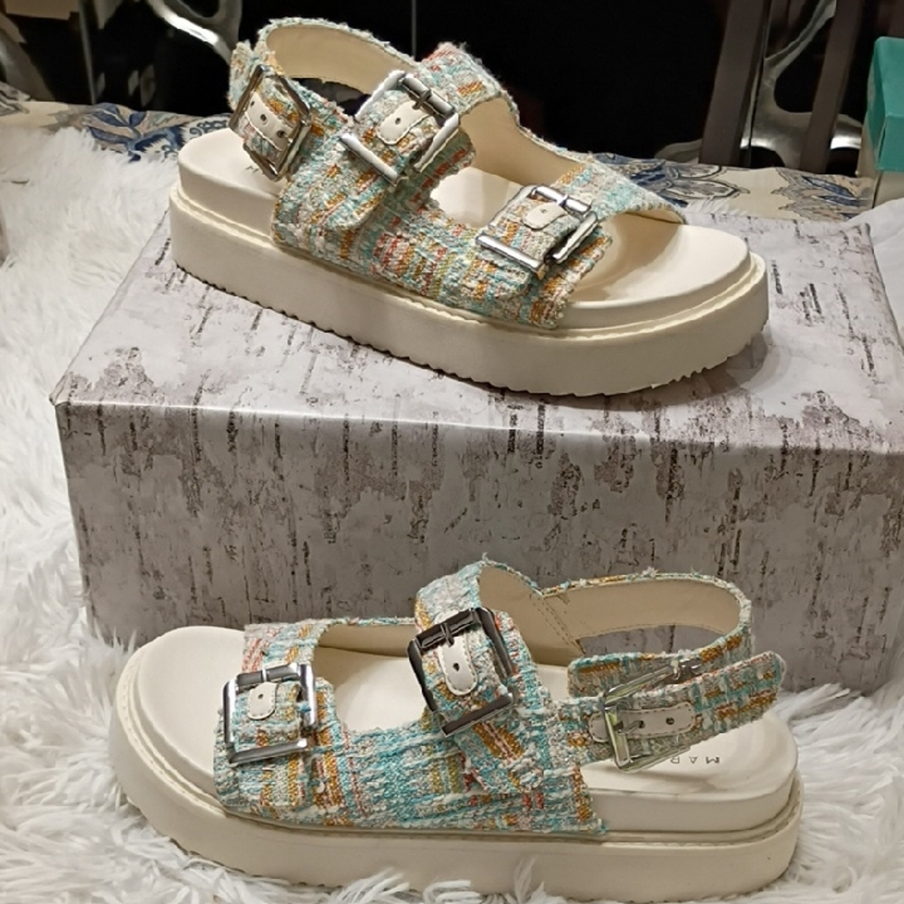 New Marc Fisher Marc Fisher LTD Women's Agenda Sandal Multicolor Tweed Sandals
